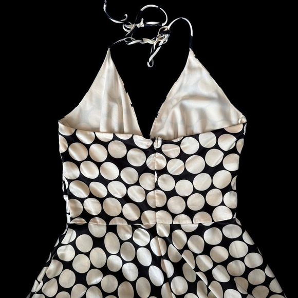 Alyn Paige Vintage Y2K Halter Midi Satin Dress | Black & White Polka Dot | 5/6 - Picture 5 of 7